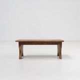 Small rustic wooden stool with curved base, France ca. 1900