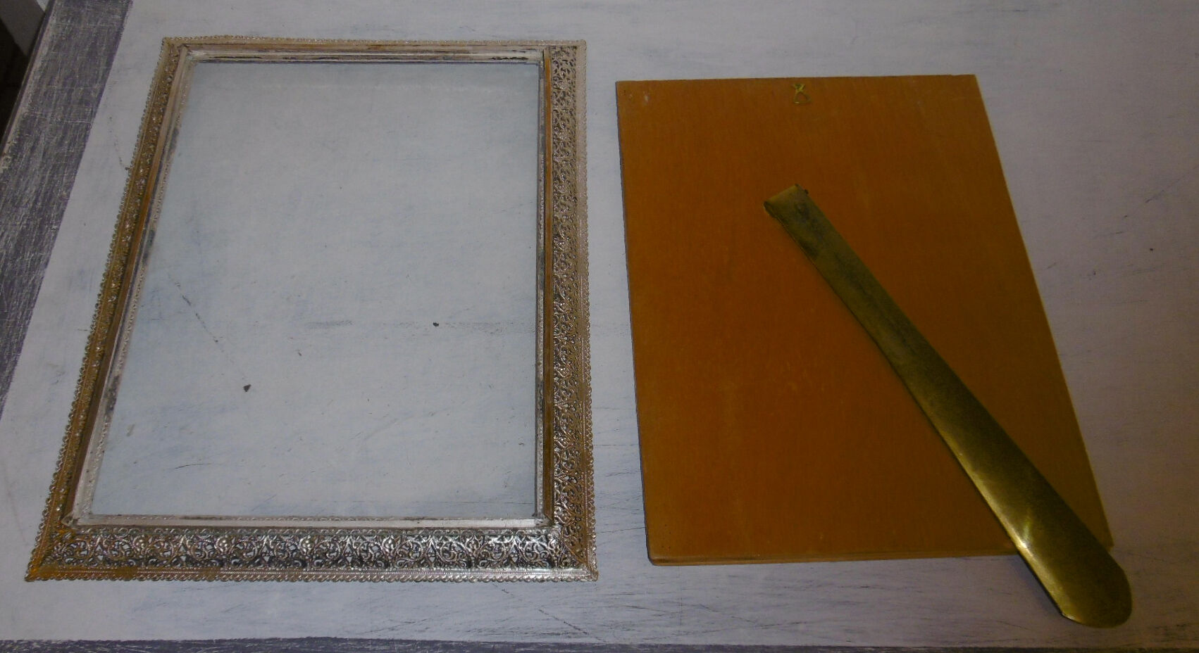 Silver metal frame of the 50s