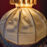 Antique lamp with green marble and bronze – fringed lampshade