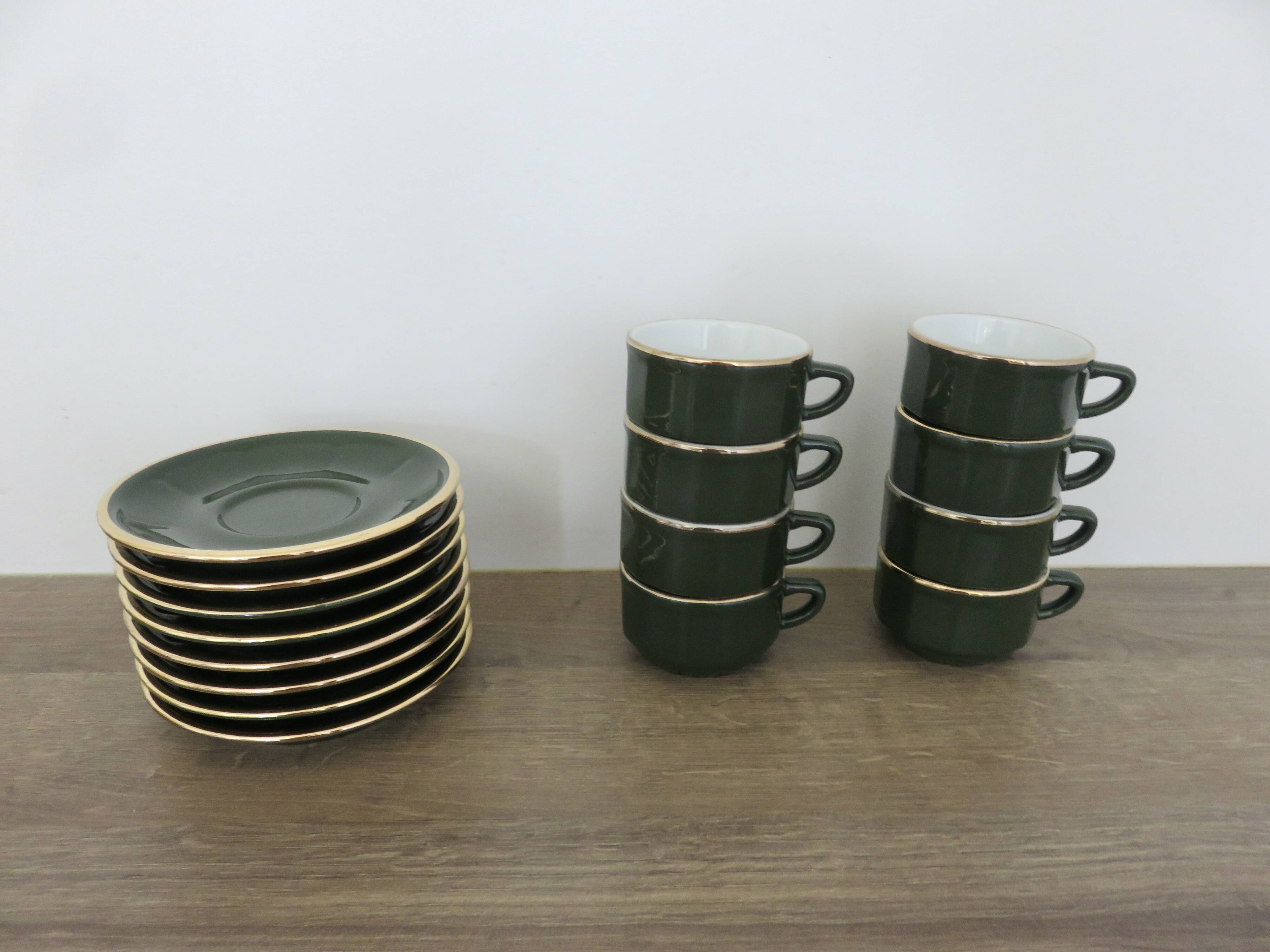 Apilco, set of 2 cups and saucers, Parisian bistros