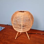 Lampe tripode vintage en corde, années 60
