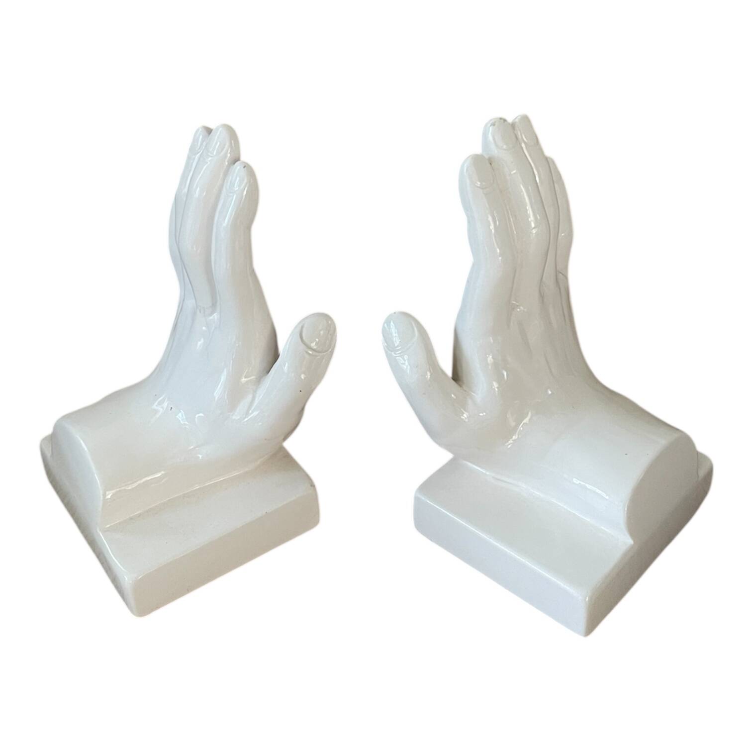 VAGA International ceramic bookends, hand-shaped, 1980s.