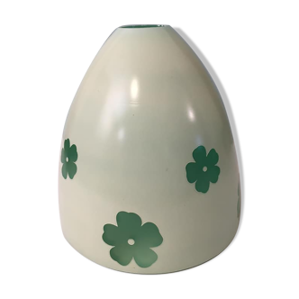 Tulip lampshade, vintage. glass. Green in color and small inlaid flowers.