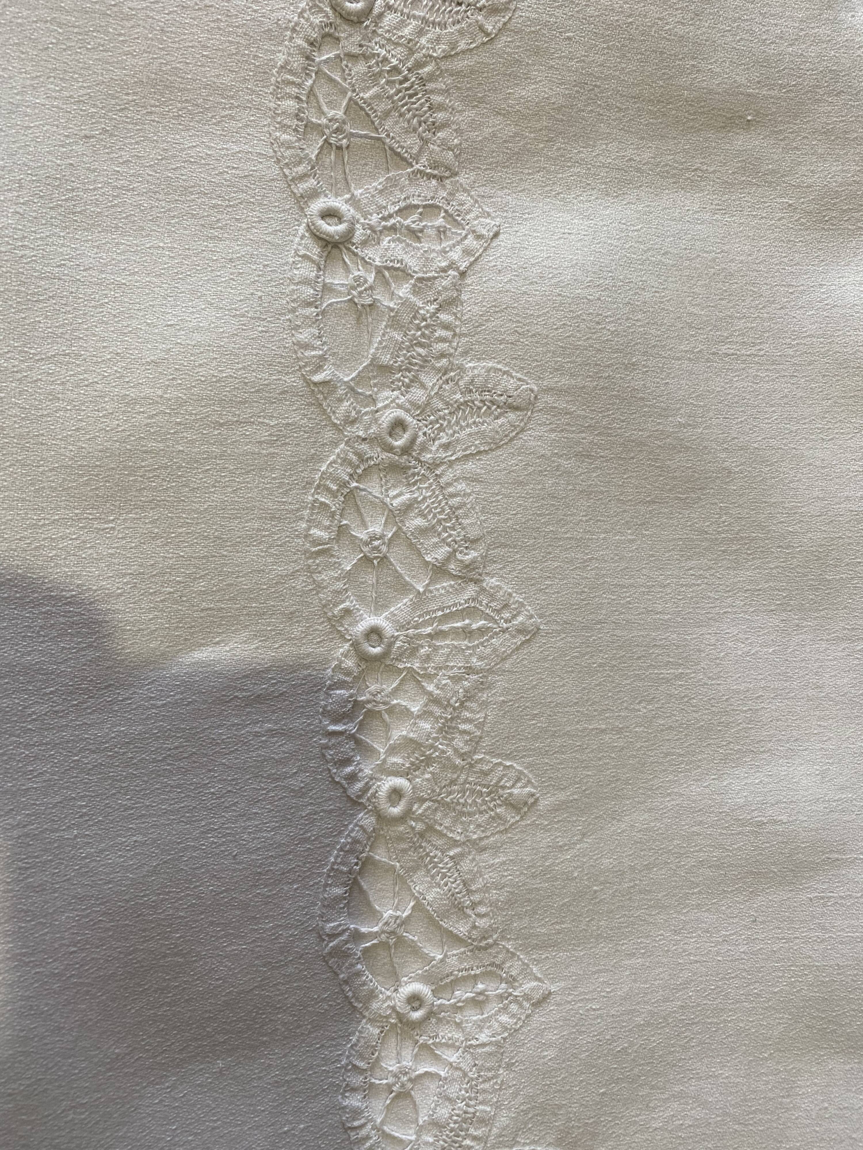 Linen tablecloth hand embroidery monogram an