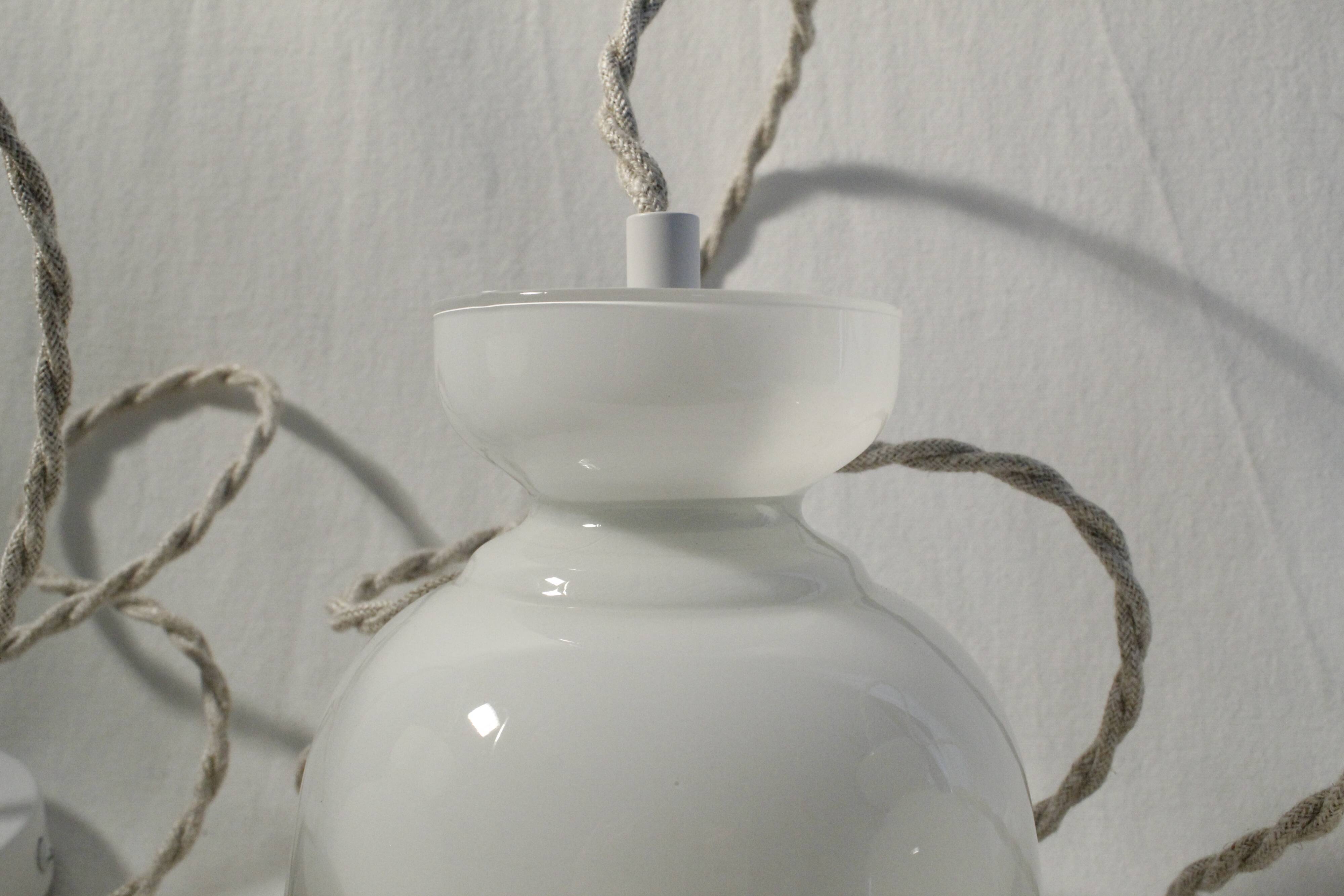 Trio of tulip suspensions in white opaline - electrified to nine