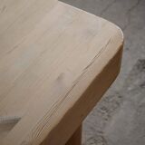 Square coffee table in solid pine with solid legs by Rainer Daumiller, mid-20th century brutalist style.