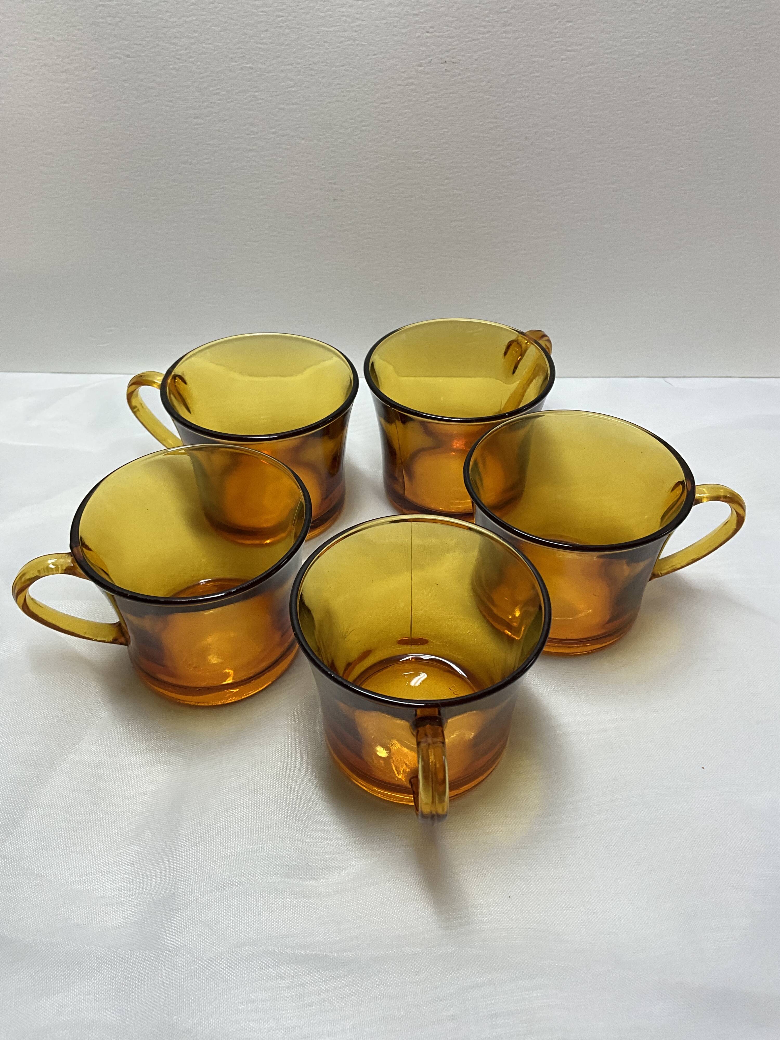 Five Duralex coffee cups