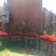 lot of 4 chairs Castle Chippendale, Louis XV late 1800s red velvet