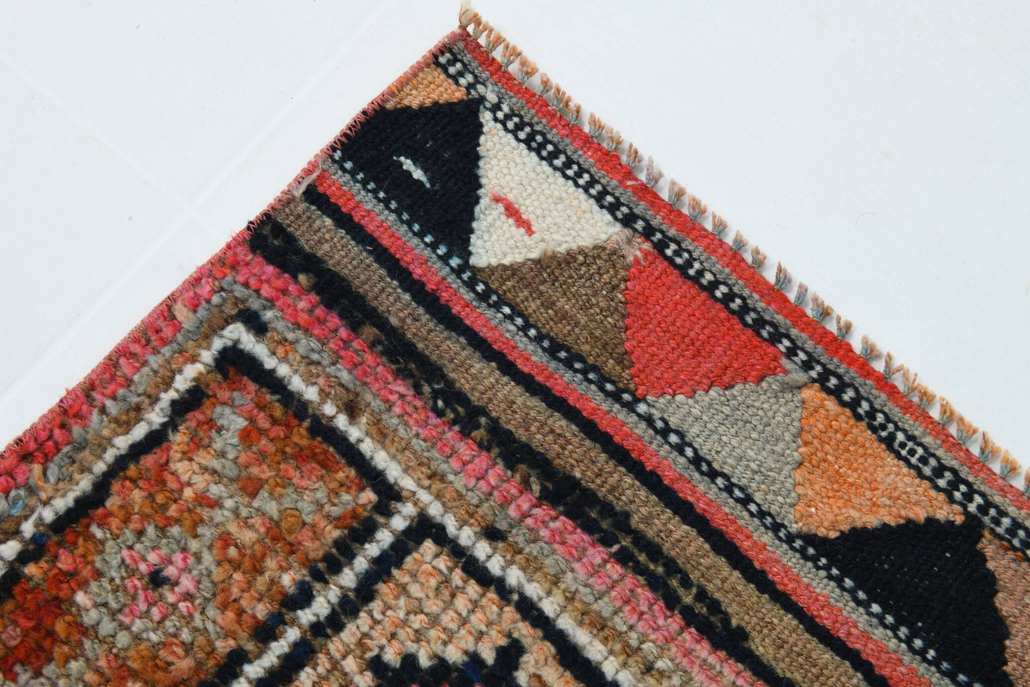 Navy Blue & Green Vintage Runner Rug, 80x323Cm