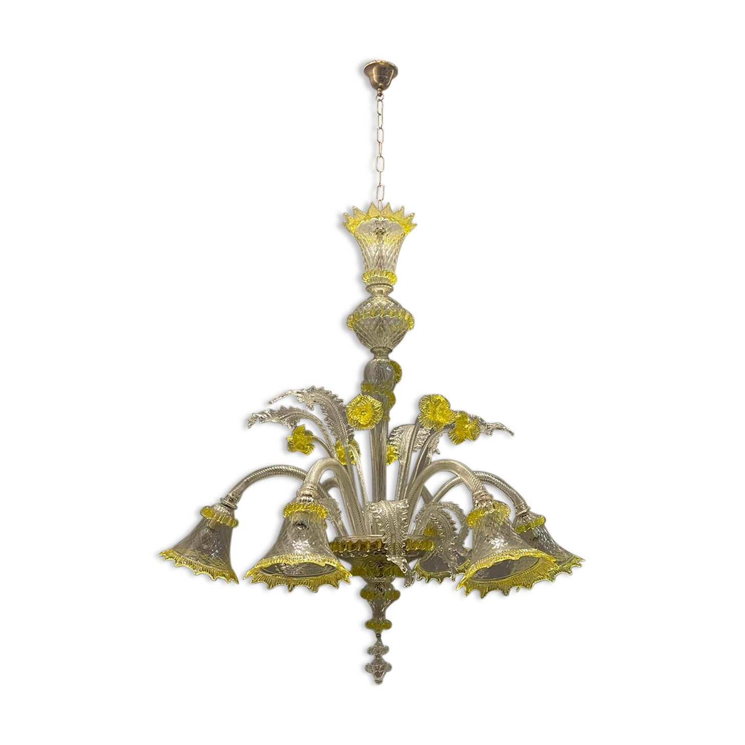 Italian flower chandelier in murano glass, 1960s