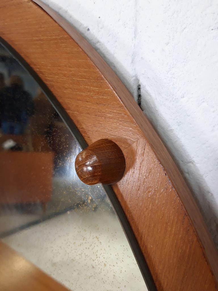 Vintage wooden round mirror MDK, 65 cm