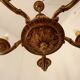 French Vintage Heavy Bronze/Brass 5 Light Empire Style Chandelier 3990