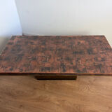 Brutalist coffee table, hammered copper 70 – in the style of H. Lilienthal.