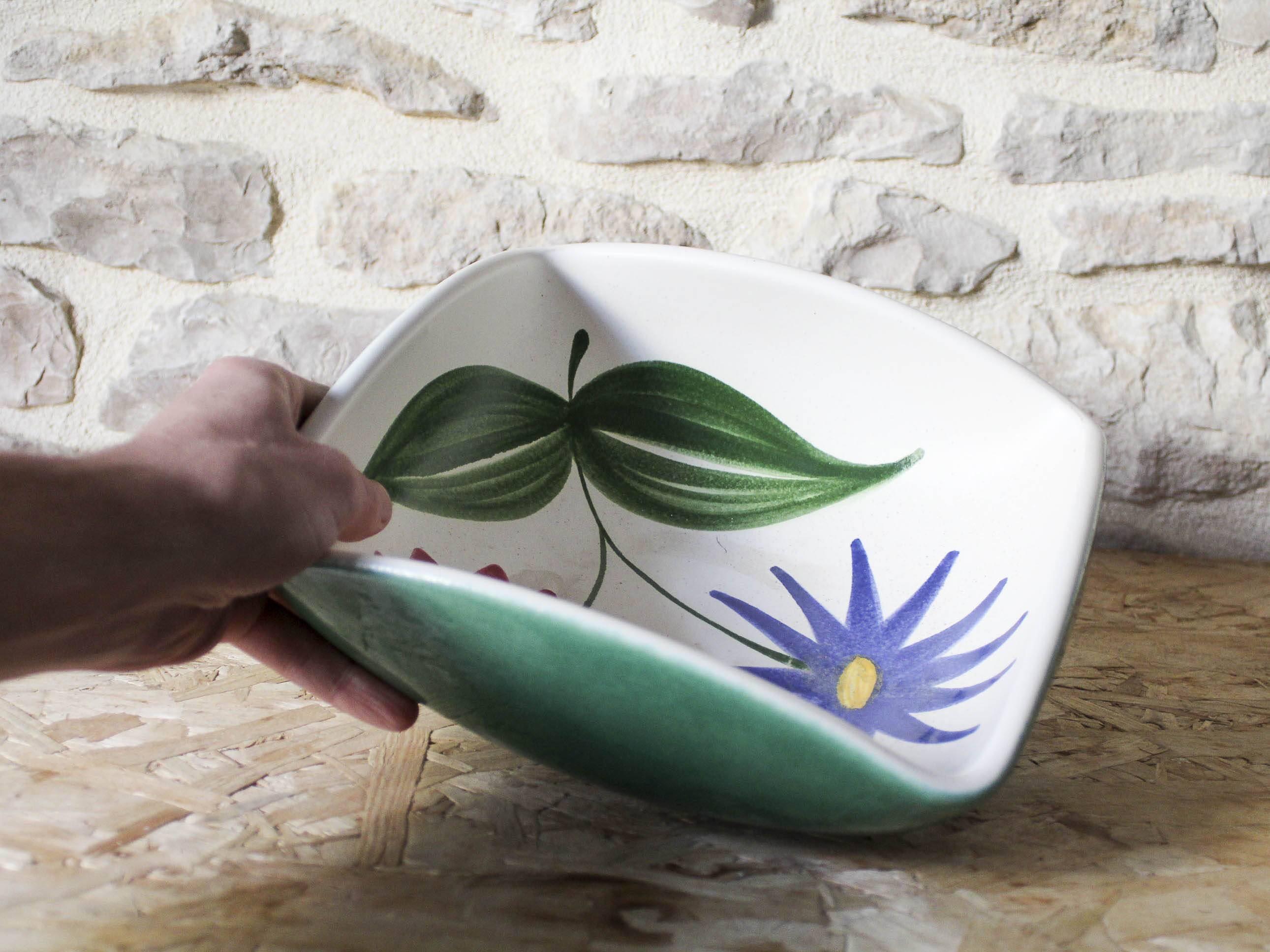 Green ceramic salad bowl Elchinger France