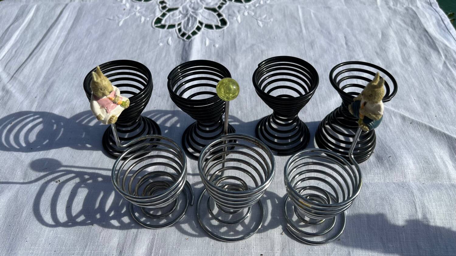 Set of 7 designer metal diabolo coconut trees