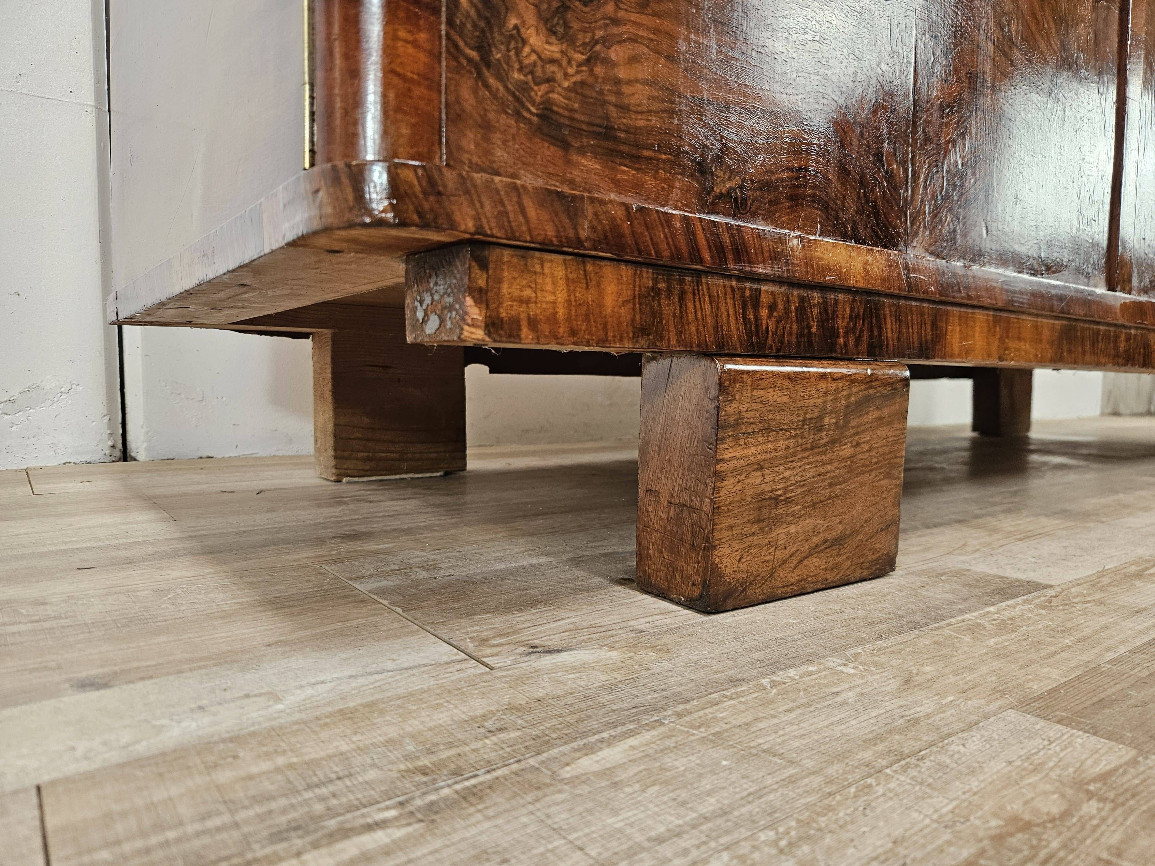 1940s Art Deco walnut sideboard with three doors