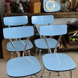 Set of 4 blue Formica chairs