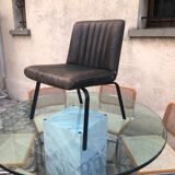Fauteuil en cuir vert bronze 1950