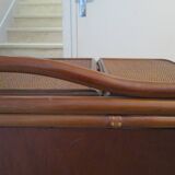 Vintage dressing table/chest - woven rattan - 5 drawers - mirror - 1960s/70s