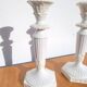 Pair of antique Italian ceramic candlesticks.