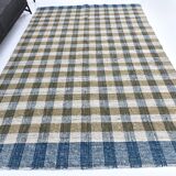 scandinavian kilim 290x190 cm , blue beige and  mustard colour.