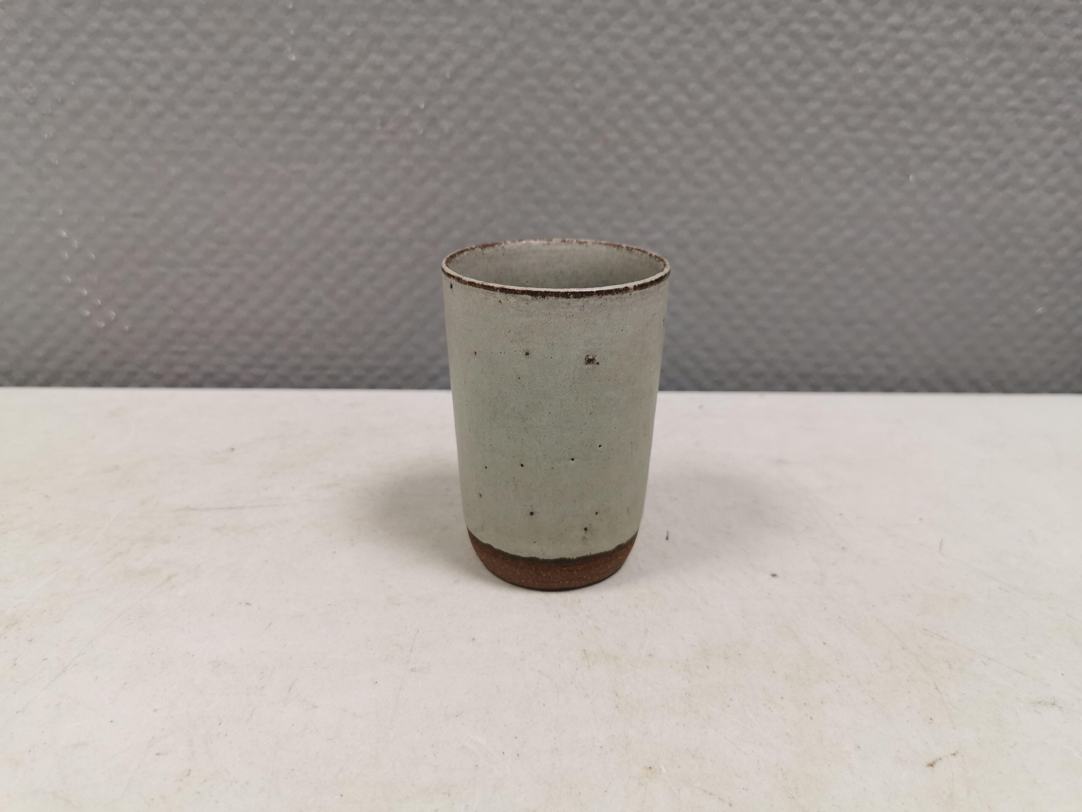 Danish Palshus small ceramic vase, Beige Gray Glaze, 1960s