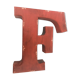 Red metal "F" sign letter