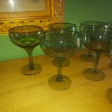 8 coupes en verre soufflé de Biot ( cocktail , coupe à fruits )