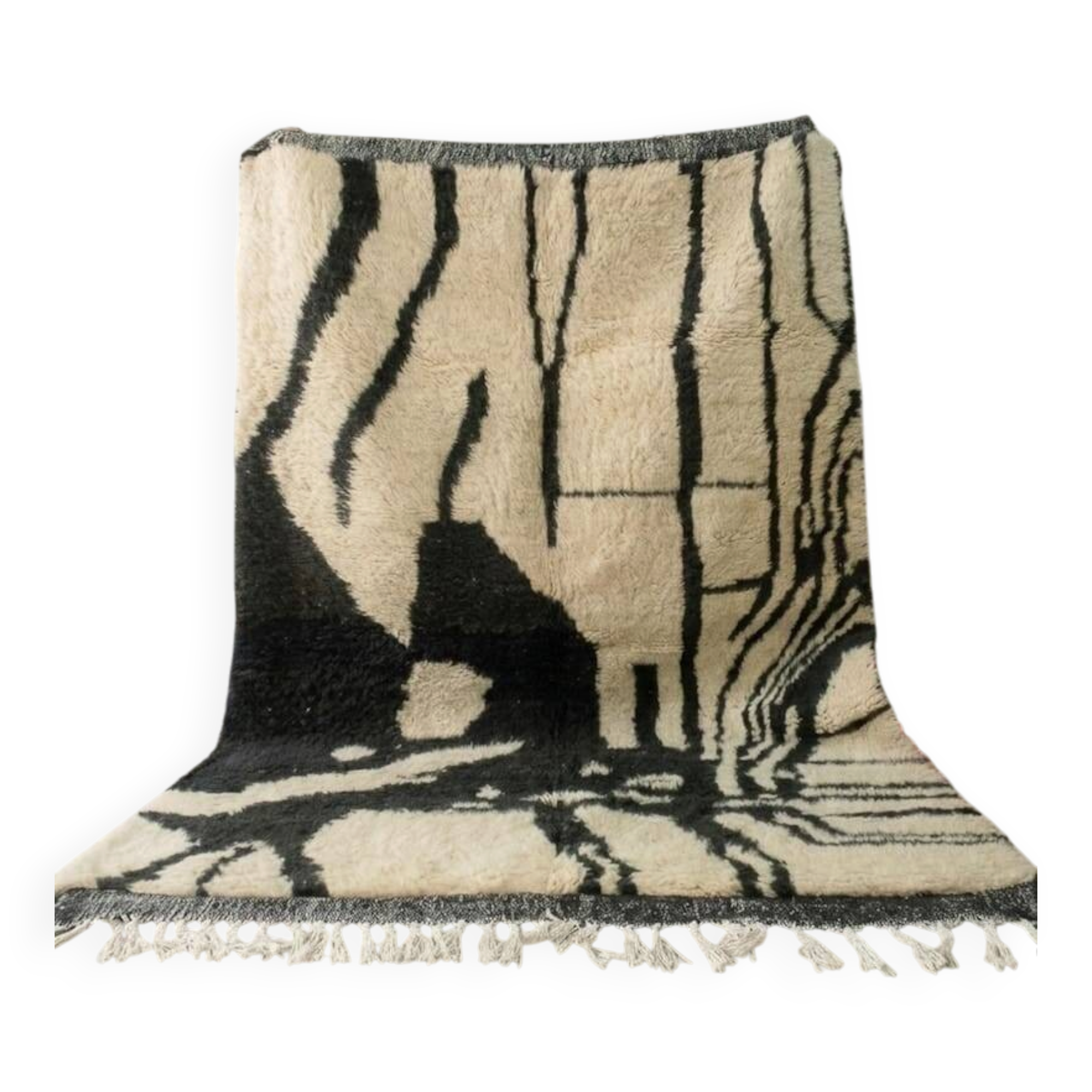 Beni Ourain black and white Berber rug size 1.5/2.5 m