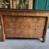 Commode 4 tiroirs style Empire en noyer blond, XIXème siècle