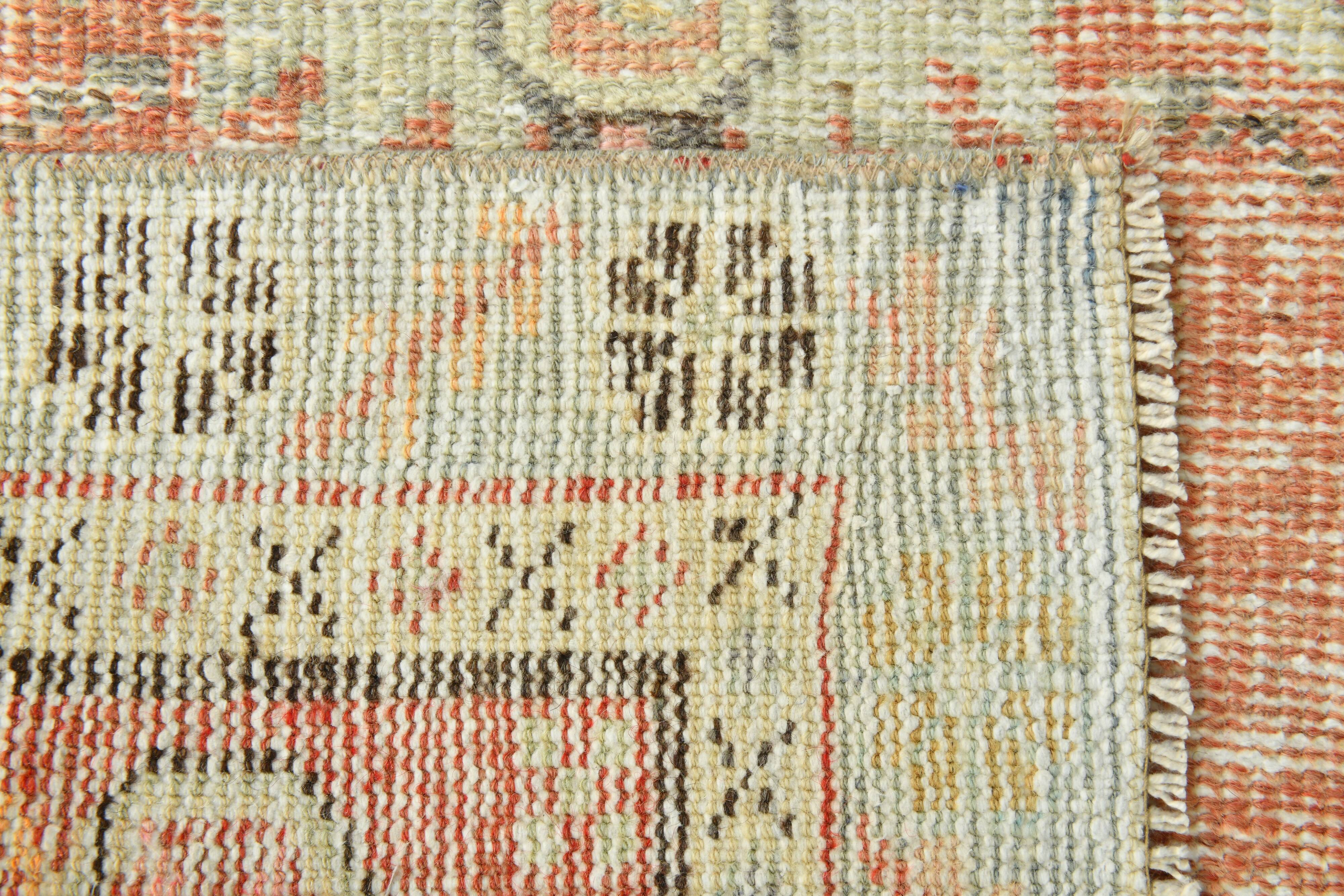 Turkish Red & Cream Oriental Vintage Runner Rug, 85x352Cm