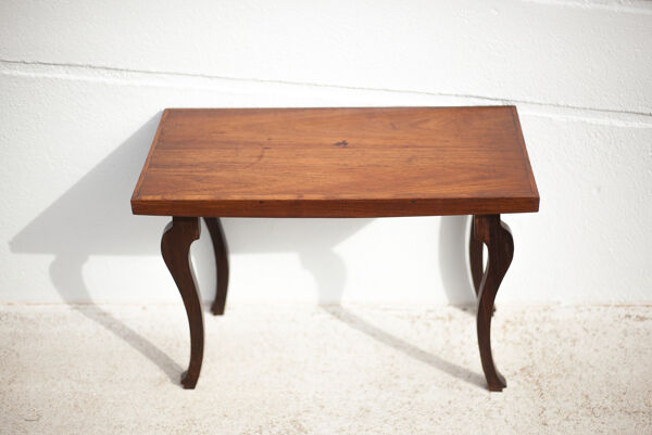 table vintage, table bois pieds galbés, table d'appoint, table basse, table rectangulaire, salon