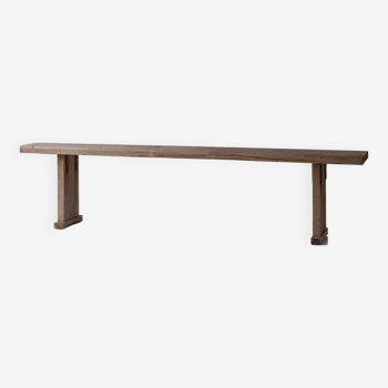 Rustic bench in elm from France, designed and handmade in the 1950s.