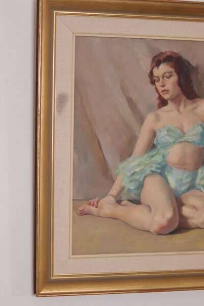 Huile sur toile originale française – « Portrait de femme » par Philippe de Rougemont – vintage et encadrée – 72,5 × 64 cm (28,5" × 25,2")