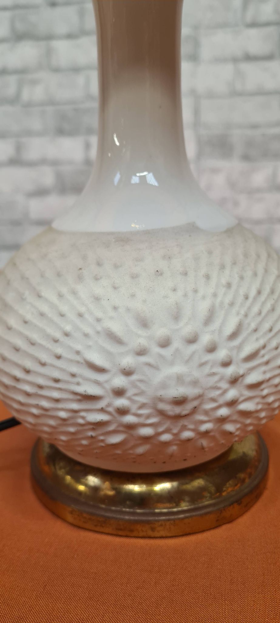 Ceramic lamp 1960 to 70 with velvet lampshade