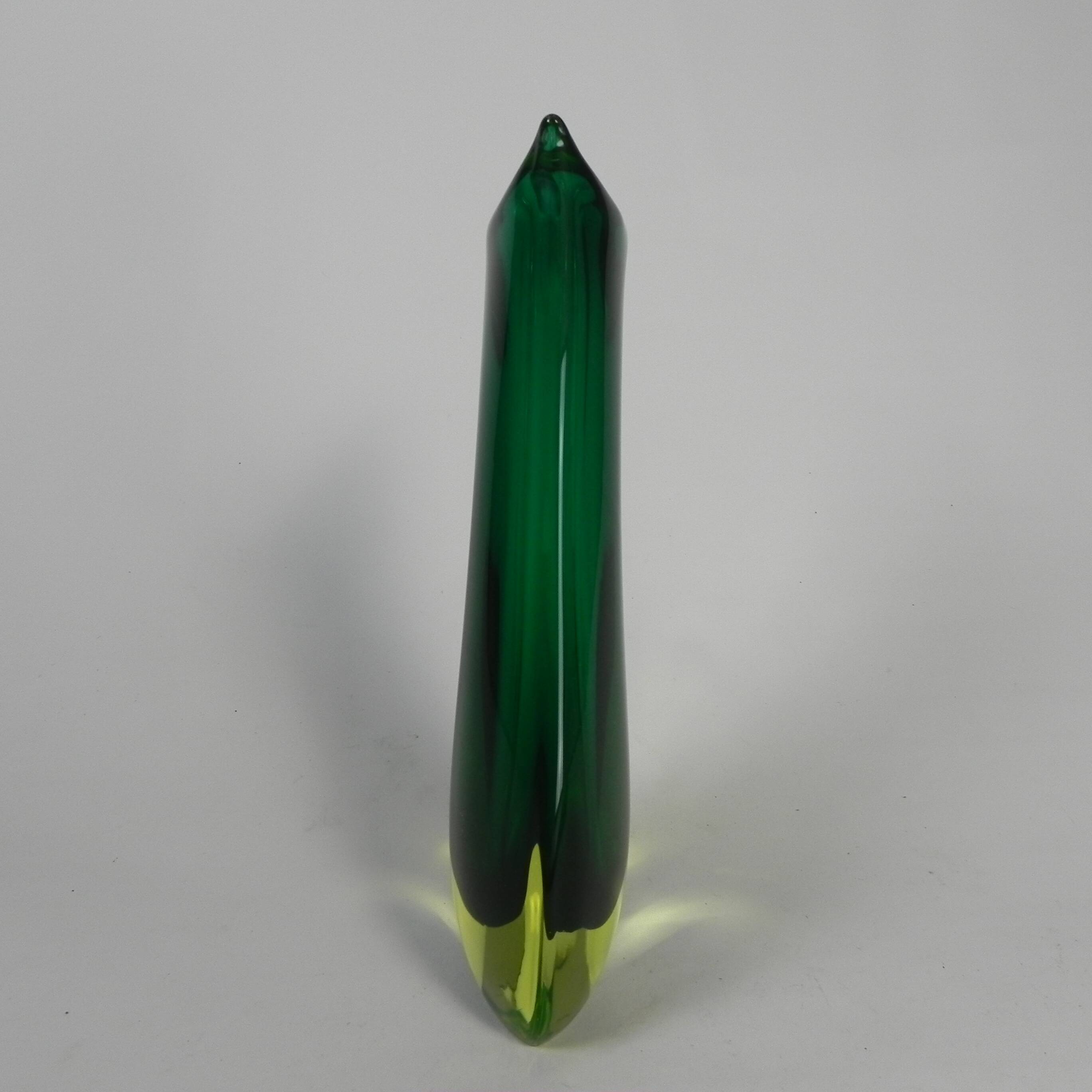 Murano Sommerso vase in green and amber yellow glass, 1960s