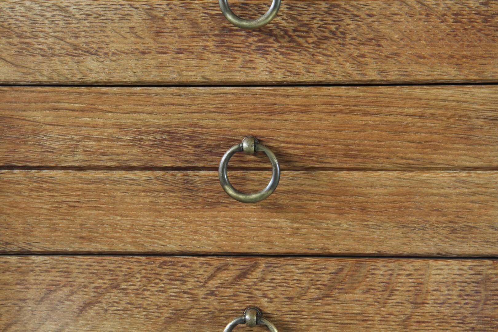 Vintage Mid-Century Oak Desk with 6 Drawers, Open Back, Kjærnulf Style