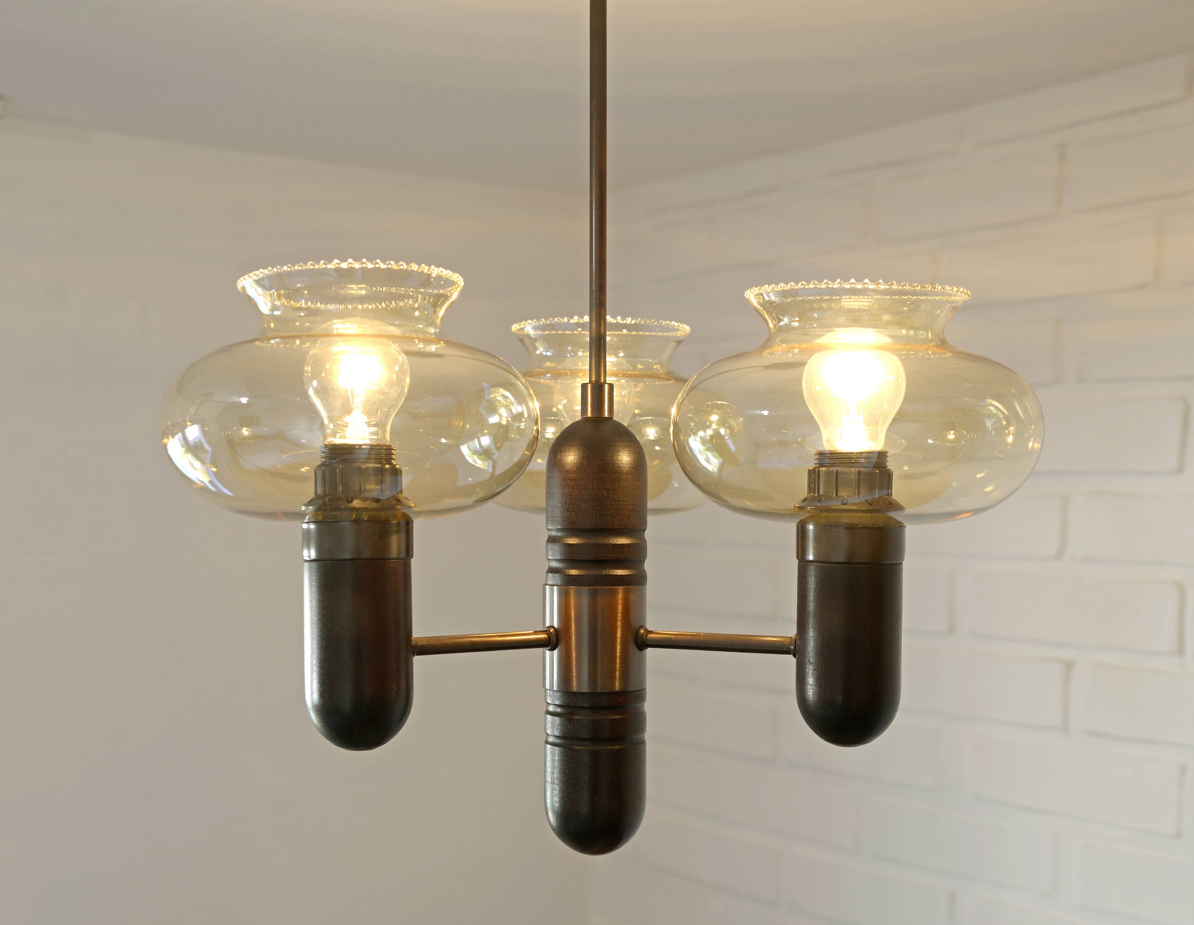 Vintage pendant light / mid-century rustic lamp / wooden hanging lamp 1970