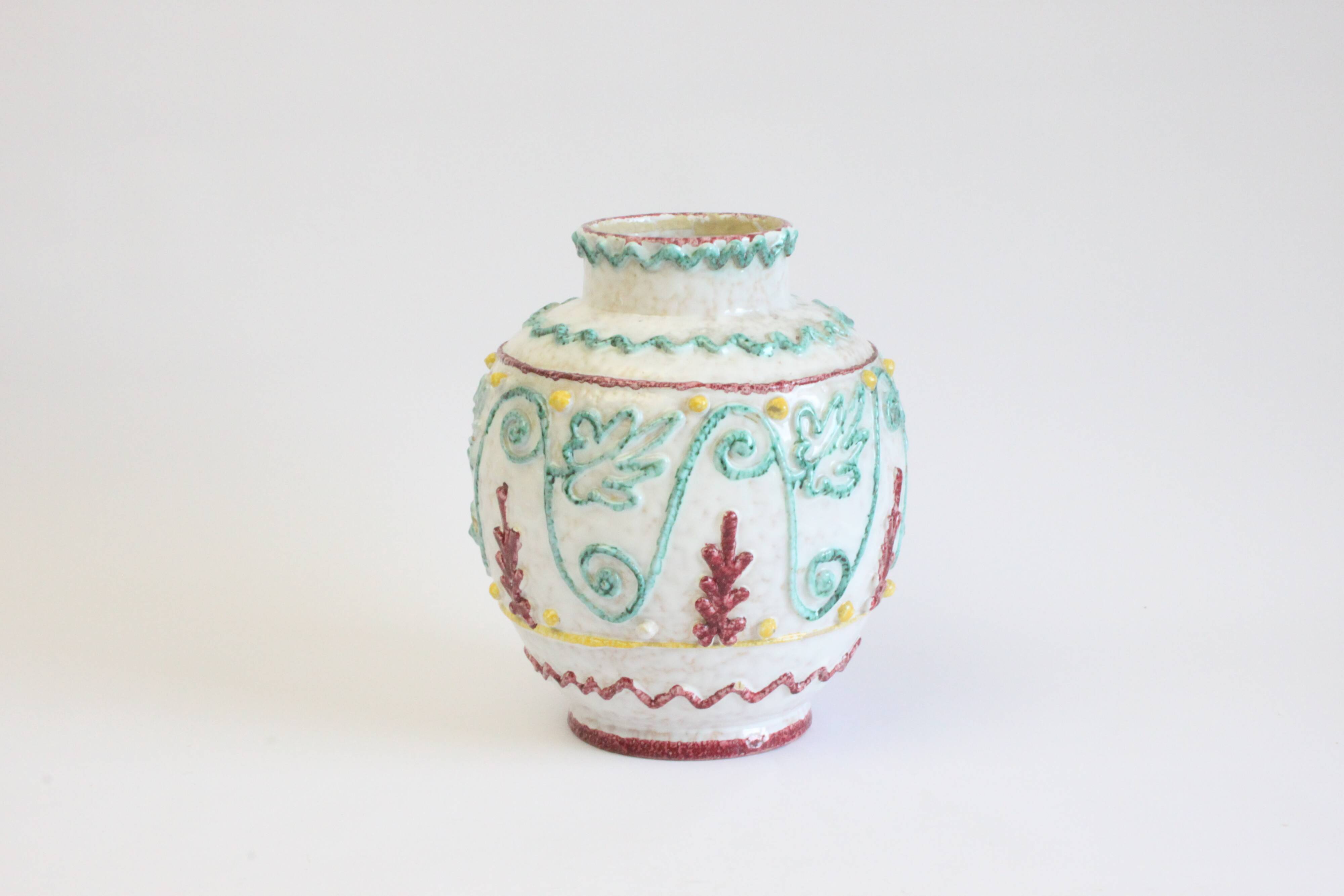 Mediterranean vase with reliëf by Fratelli Fanciullacci, Italy