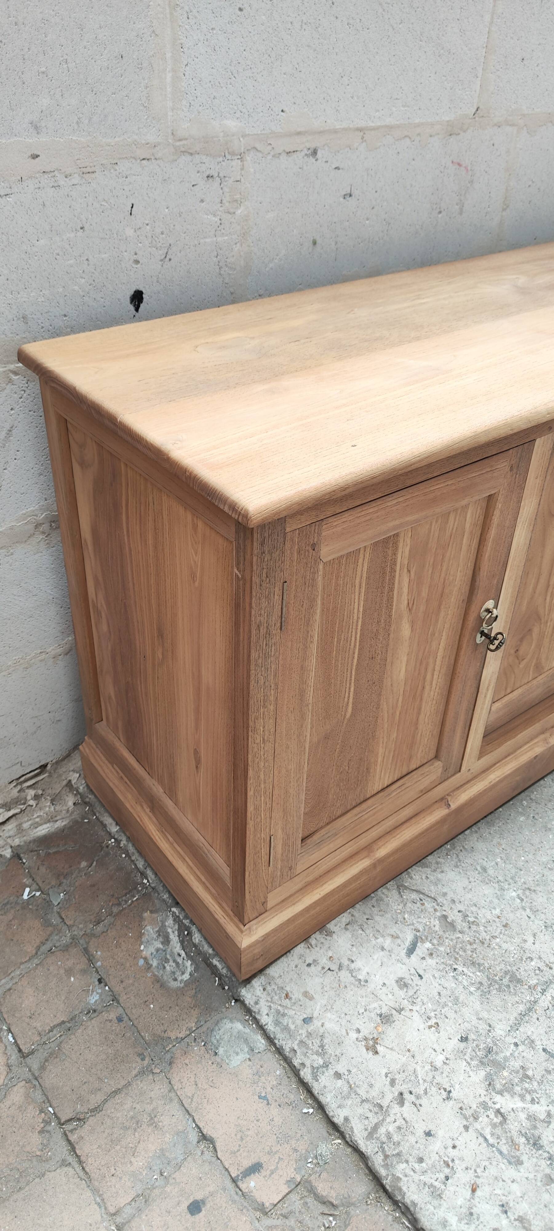 Large four-door row of industrial furniture in raw wood design