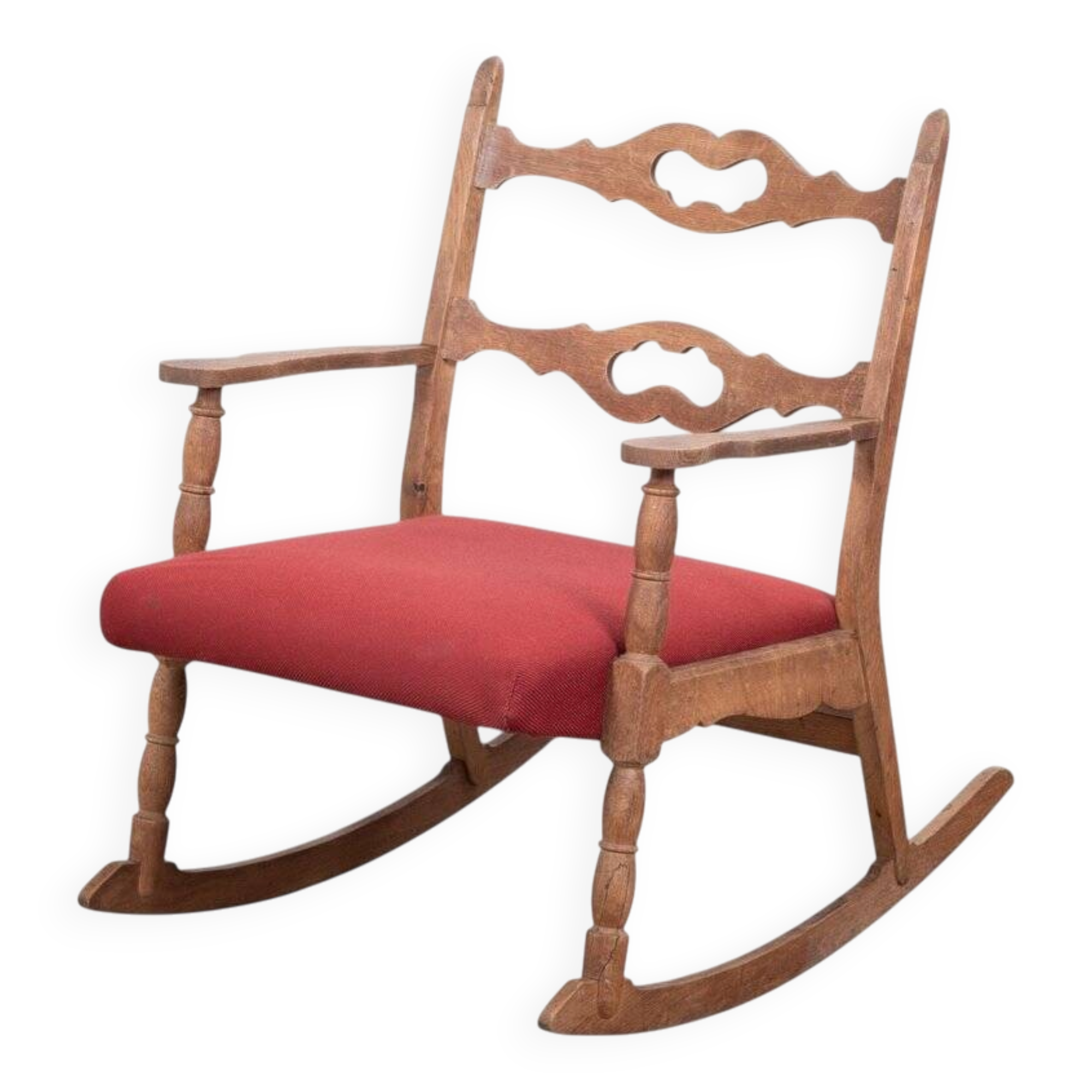 Brutalist Oak Rocking Chair, Denmark, 1960s