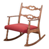 Brutalist Oak Rocking Chair, Denmark, 1960s