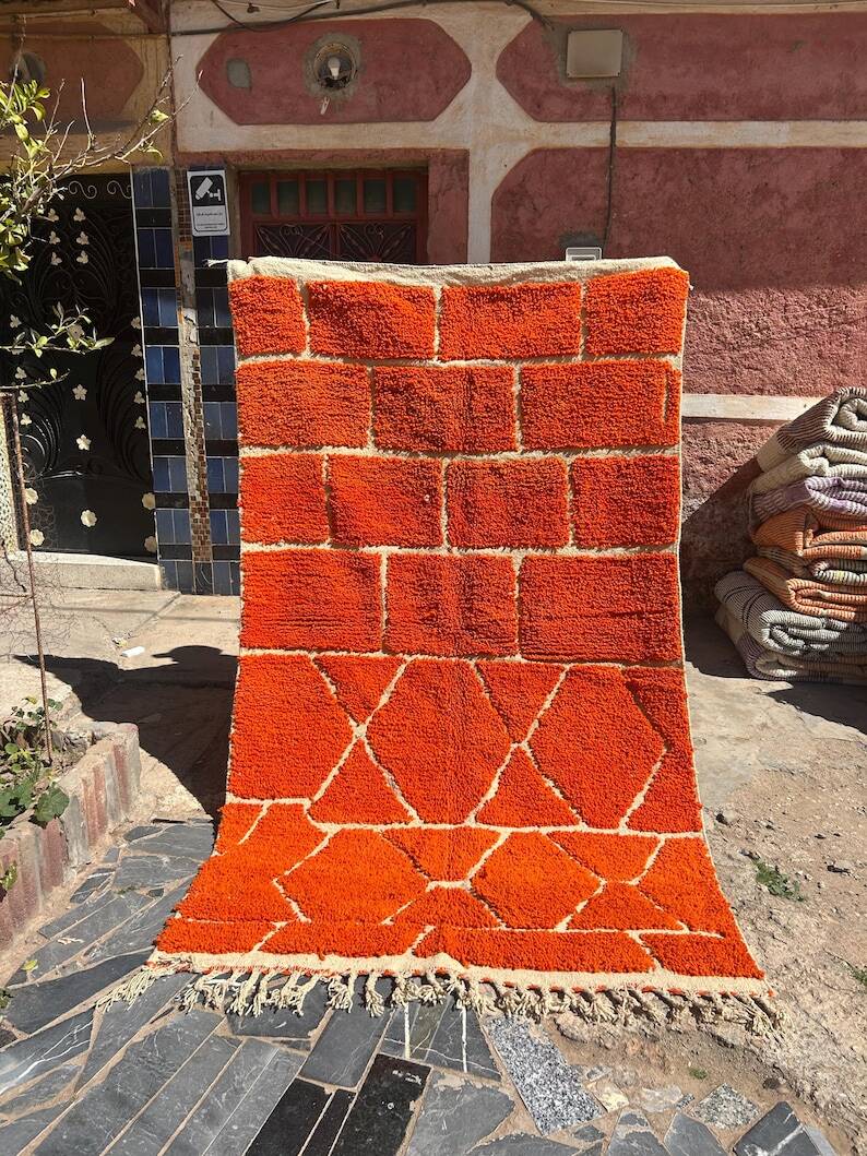 Tapis bérbere orange artisanal 200cmx300cm