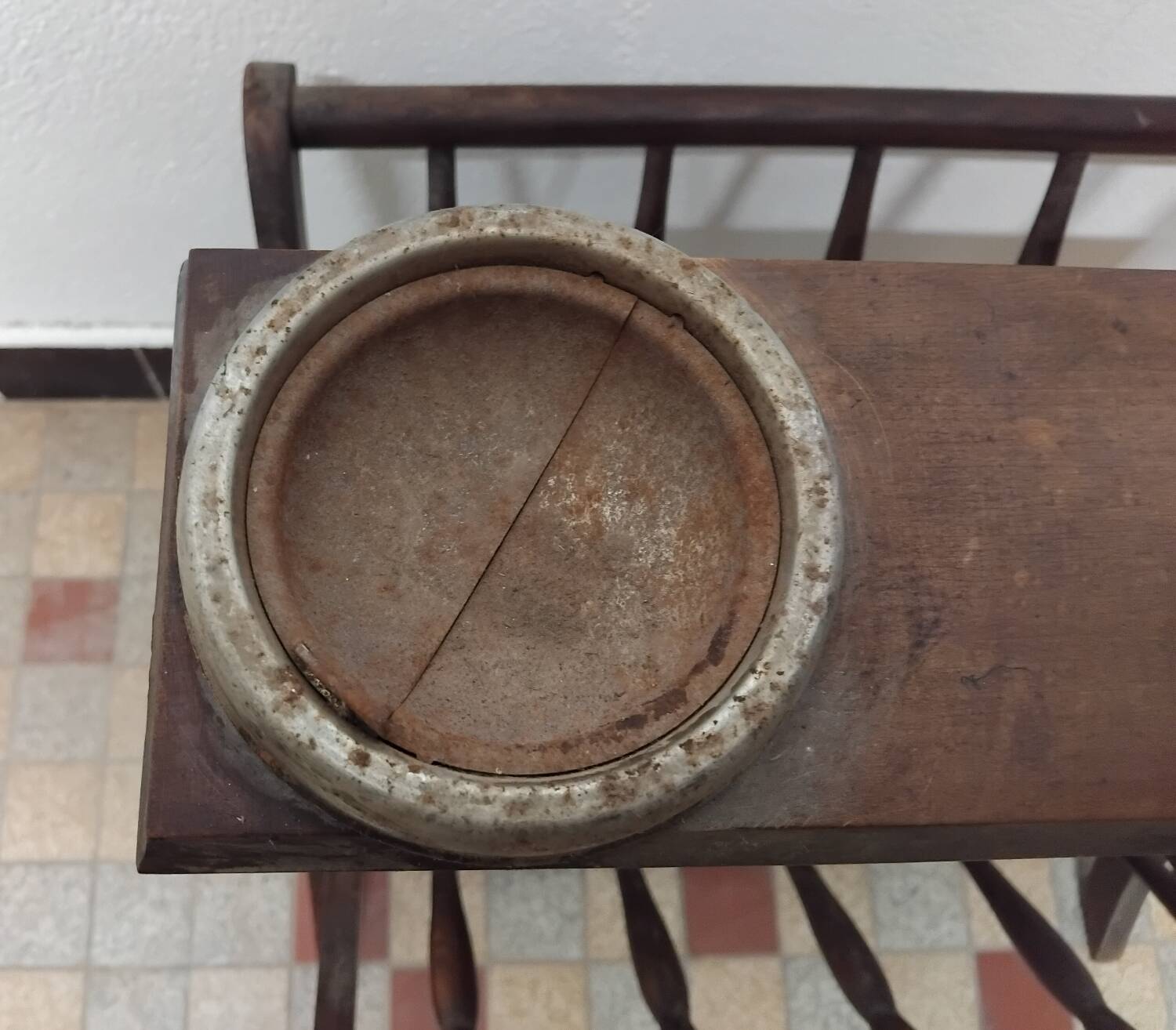 Old vintage wooden magazine rack