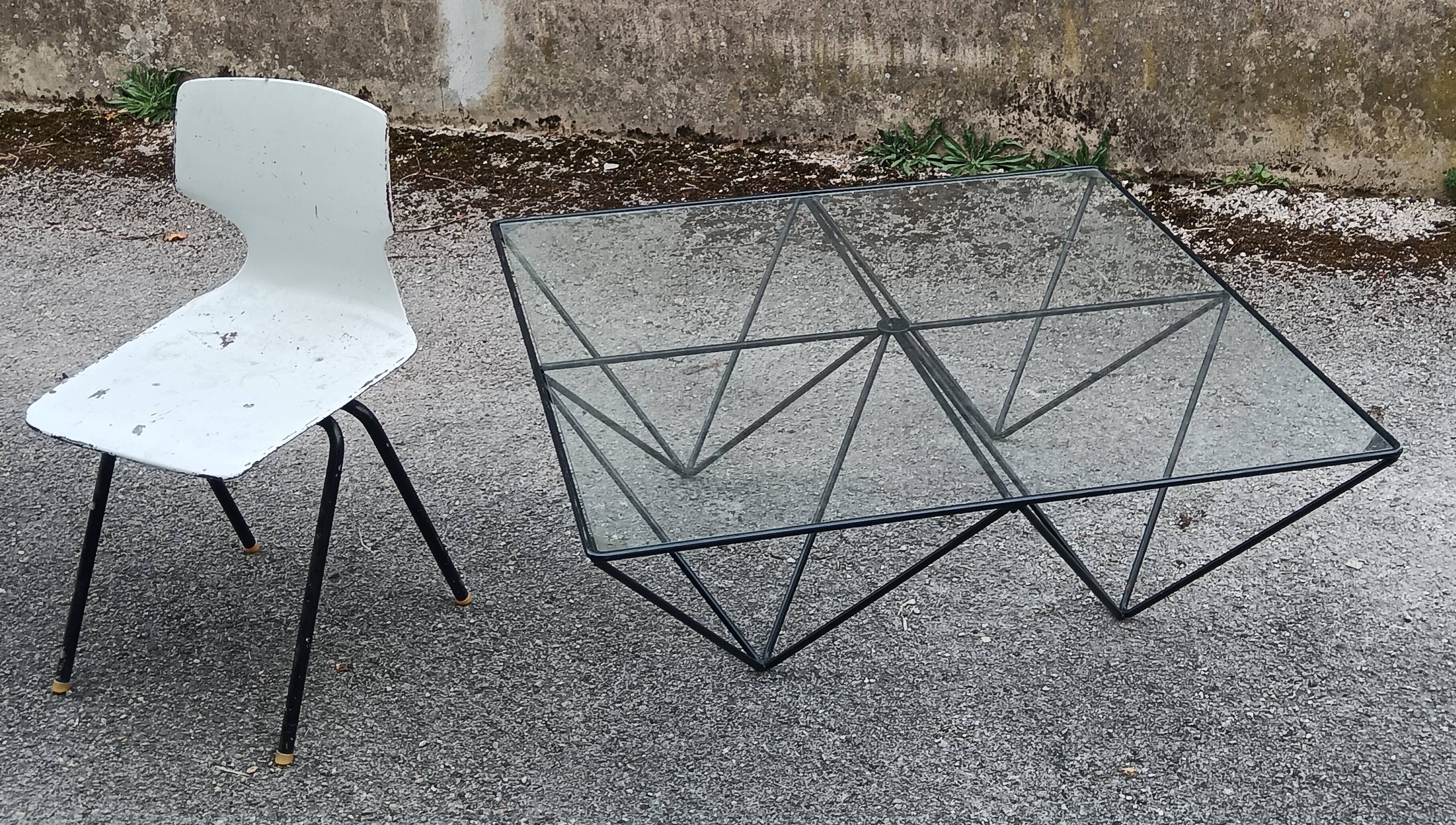 Metal and glass coffee table, 1980