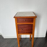 Table de chevet vintage en bois avec plateau en marbre