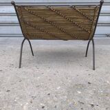 Wrought iron and wicker magazine rack