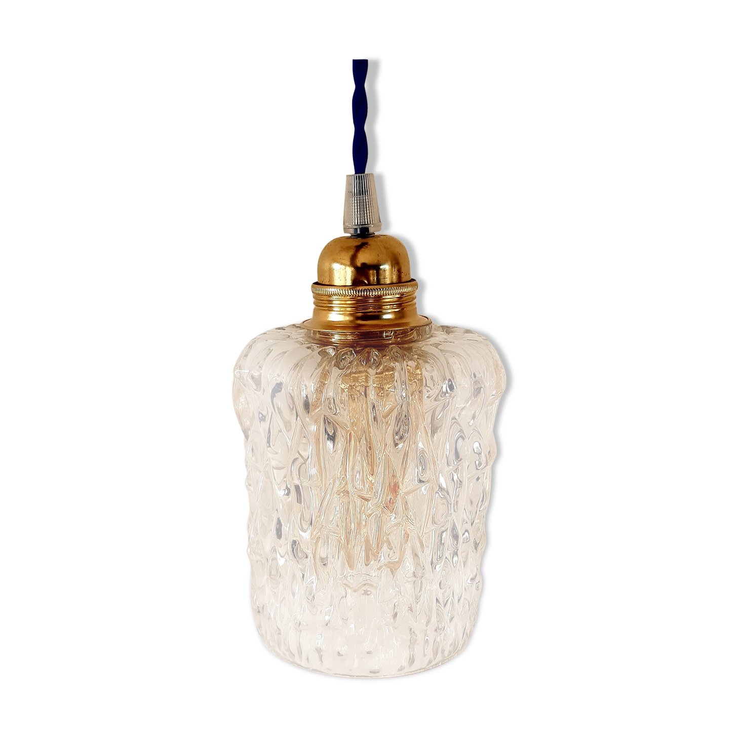 Chiseled glass hand lamp