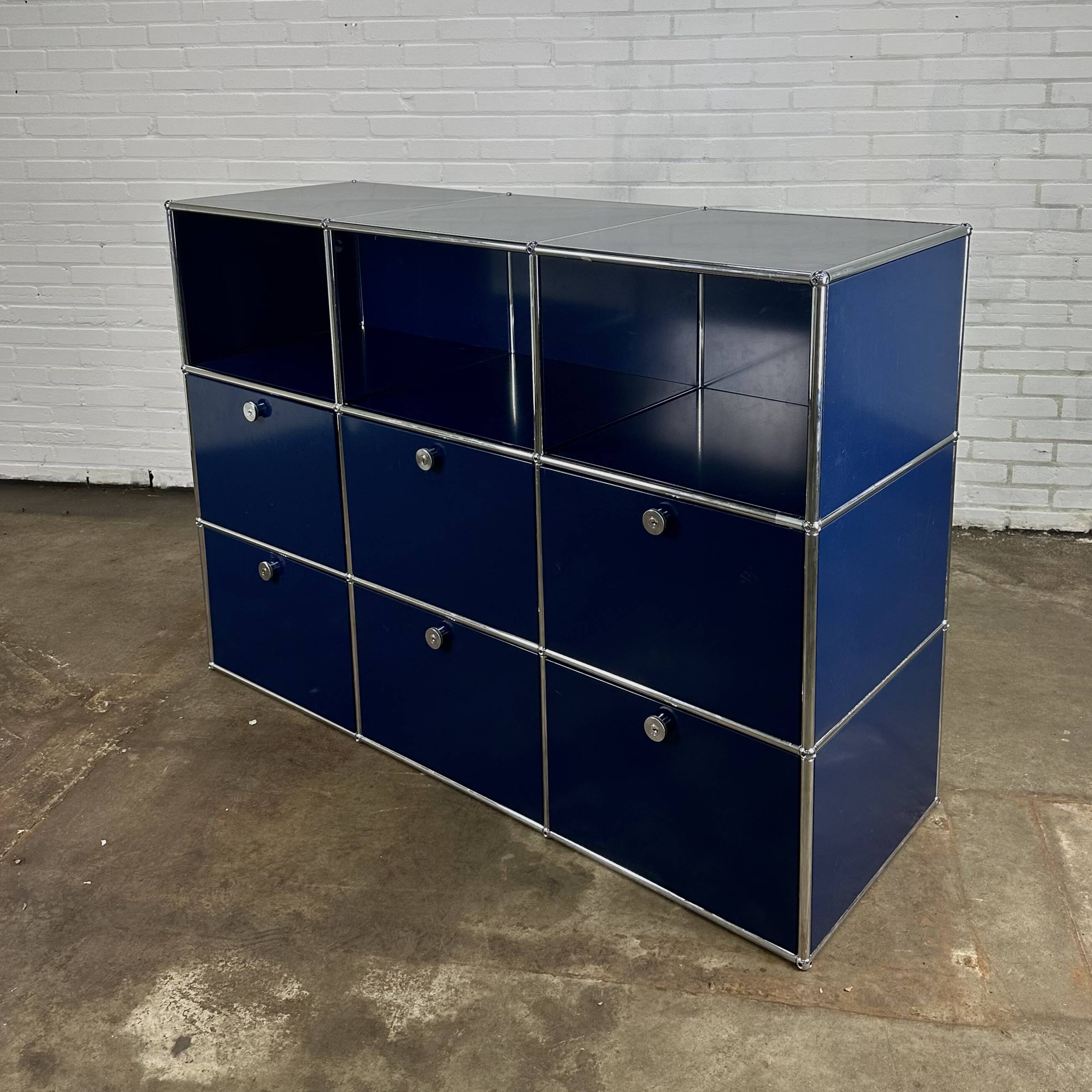 USM Haller cabinet / highboard dark blue with open modules