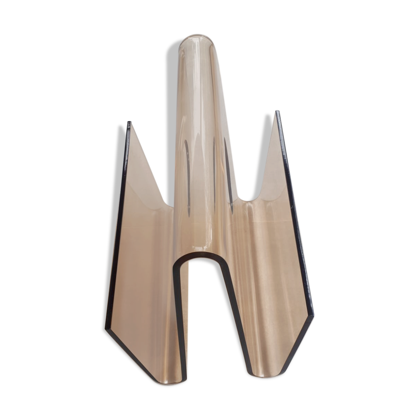 Newspaper holder, Lucite, 70s